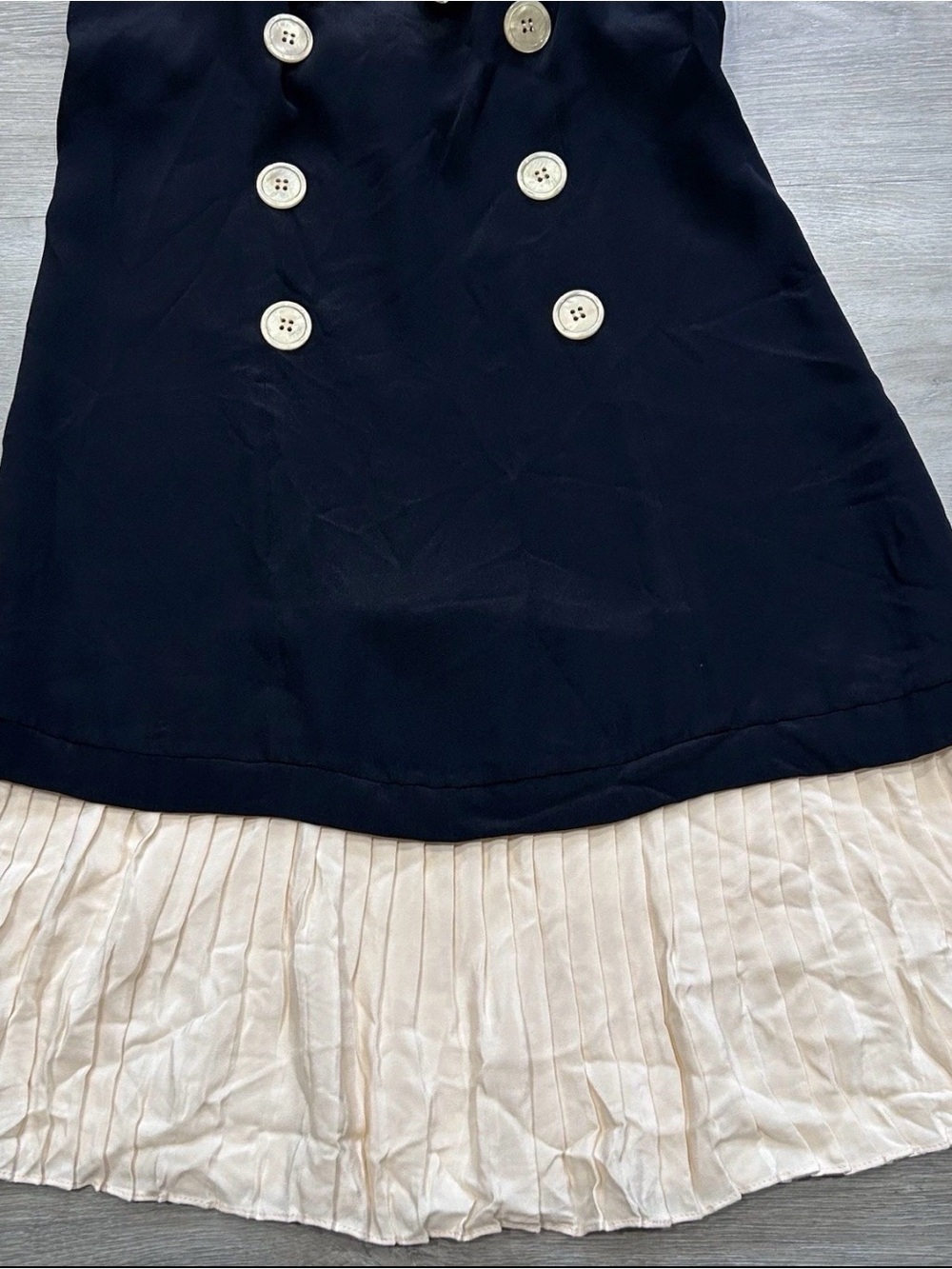 Vintage Betsey Johnson Black Label 100% Silk Halter Dress Pleated Sailor PinUp 6 - Picture 9 of 13